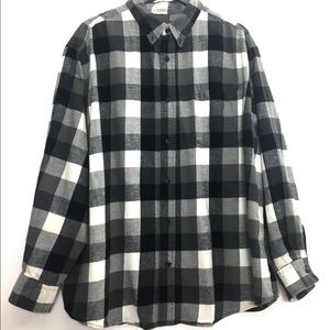 St Johns Bay Mens Black White Plaid 2XL Flannel